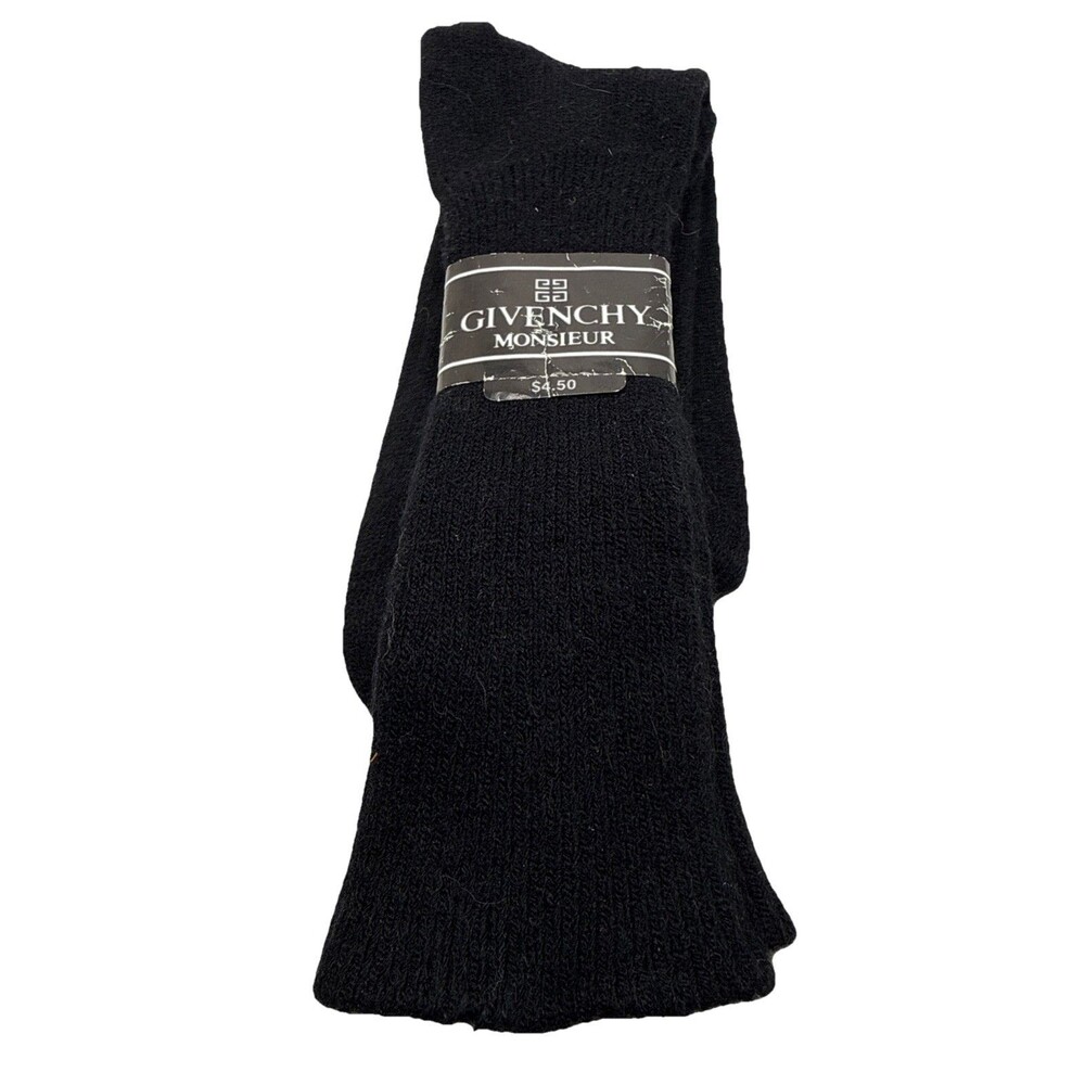 GIVENCHY Monsieur Ribbed Dress SOCKS Sz 10 - 13 black  USA Made Vtg NEW 80's